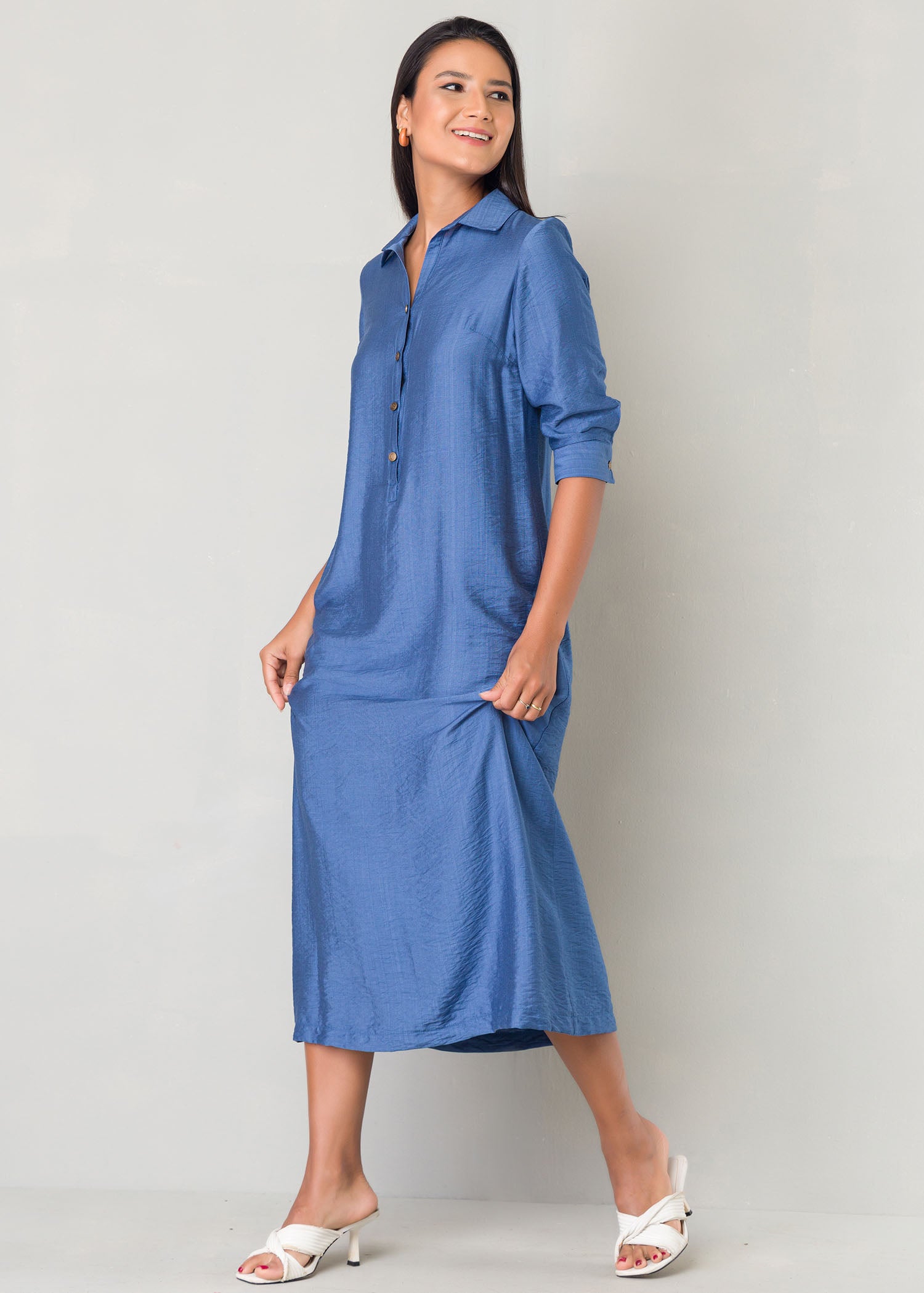 Midi length shirt dress