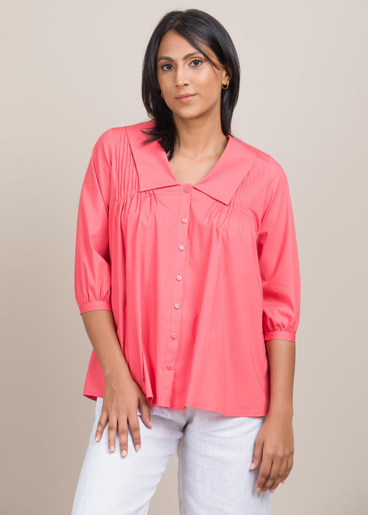 Button down shirt with pin tuck detail