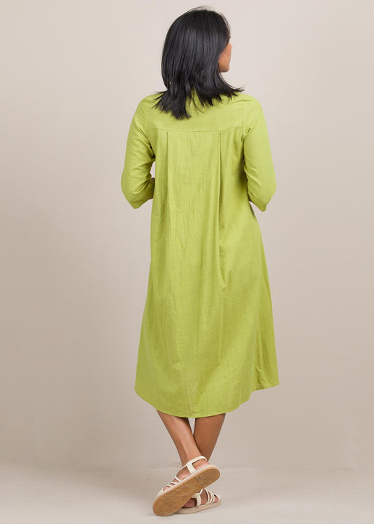 Button down dress with pin tuck details
