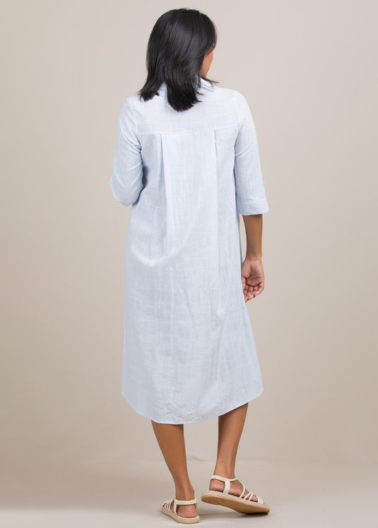 V neck dress with pin tucks