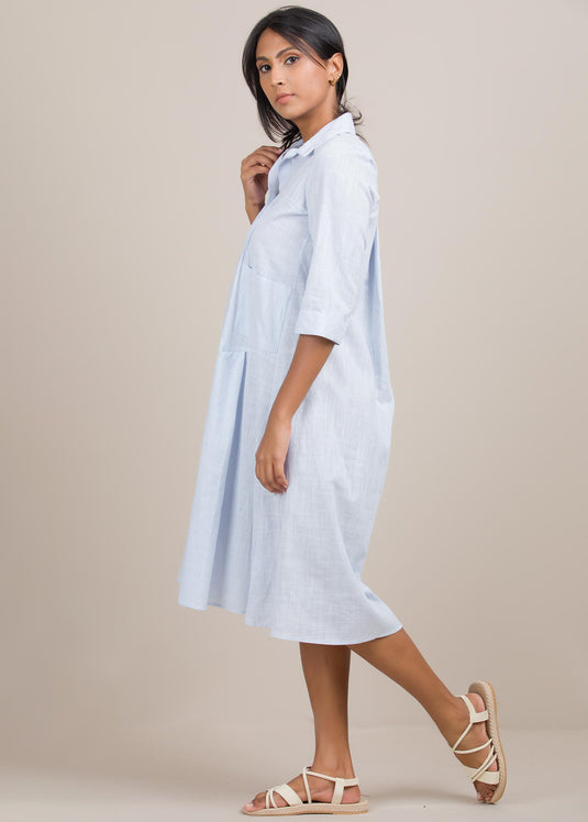 V neck dress with pin tucks