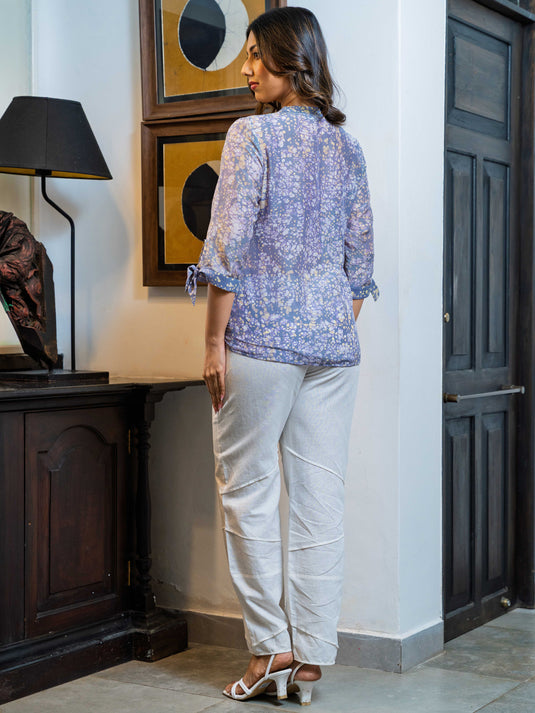 Batik tie sleeve detailed top