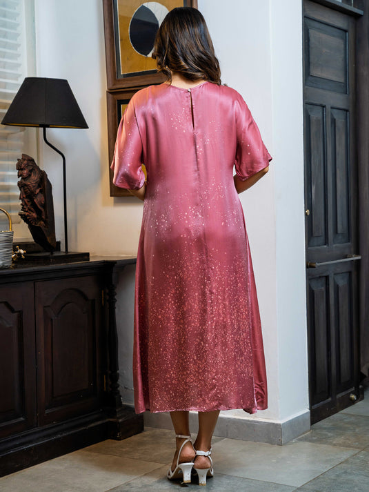 Batik round neck rayon silk dress