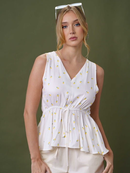 Sleeveless v neck crop top