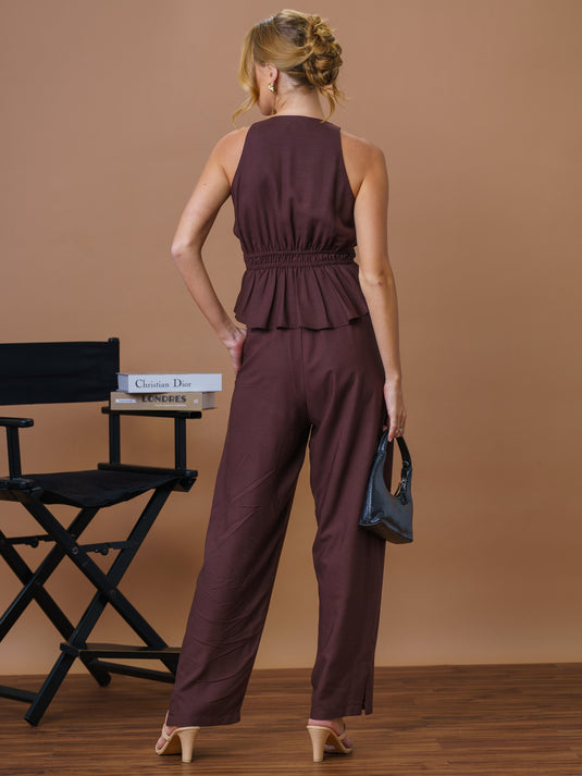 Sleeveless top with tie-ups
