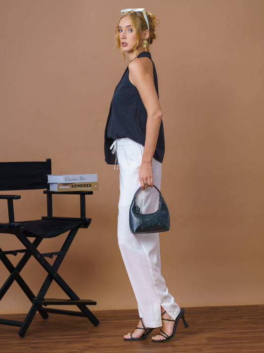 Sleeveless top with tie-ups