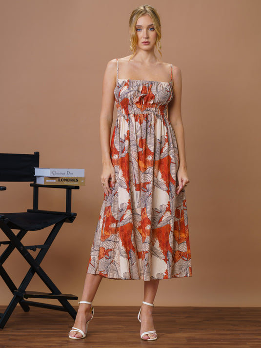 Printed strappy maxi dress