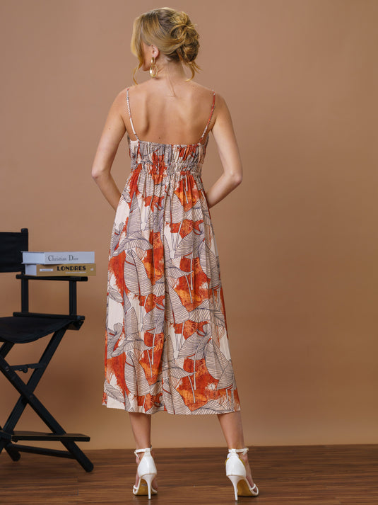 Printed strappy maxi dress