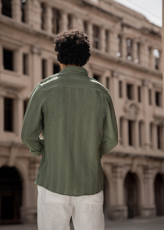 Casual Wear Textured  L/S Shirt