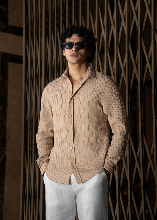 Casual Wear Textured  L/S Shirt