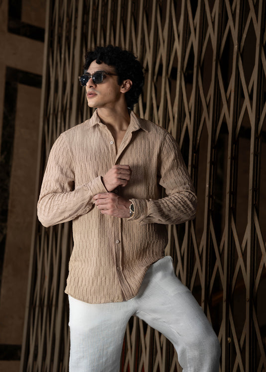 Casual Wear Textured  L/S Shirt