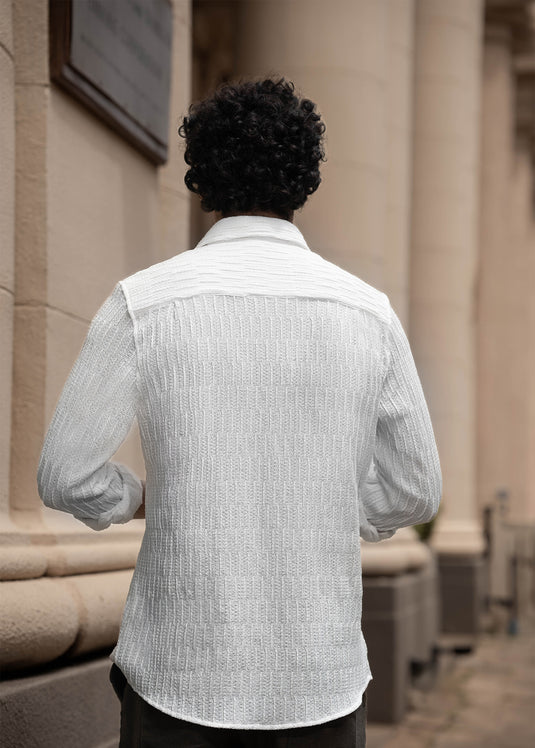 Casual Wear Textured  L/S Shirt