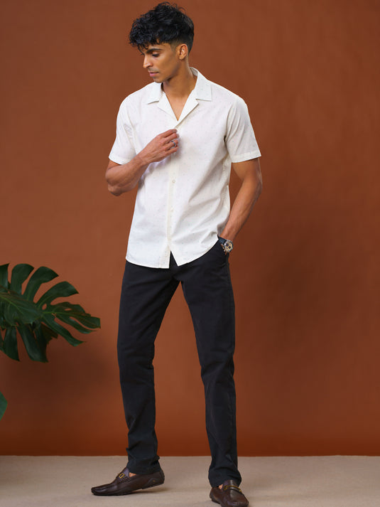Casual Wear Cuban Collar Short Sleeve Shirt