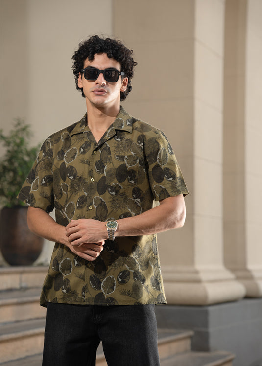Printed Cuban Collar Shirt