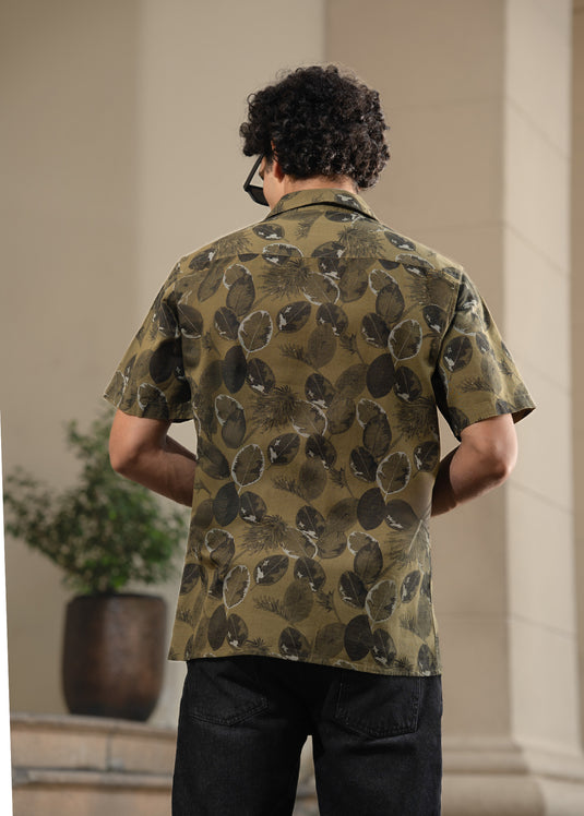Printed Cuban Collar Shirt