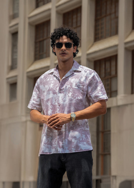 Printed Cuban Collar Shirt