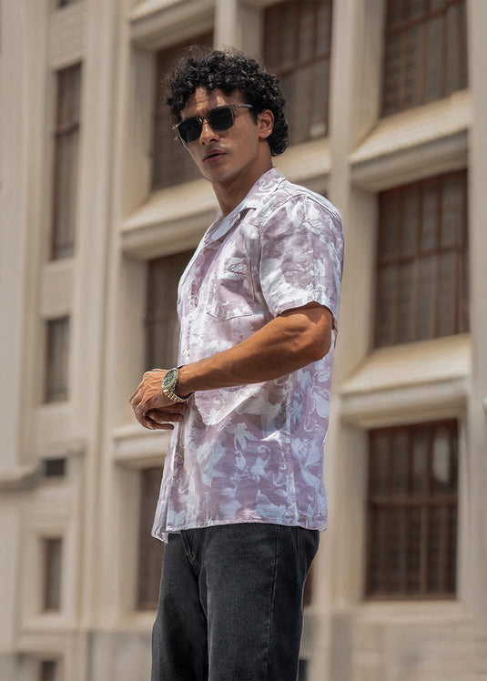 Printed Cuban Collar Shirt