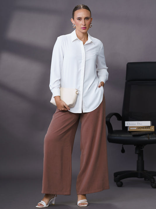 Long length shirt with concealed placket