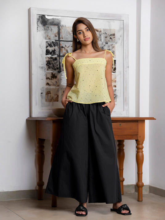 Printed cami with tie up straps