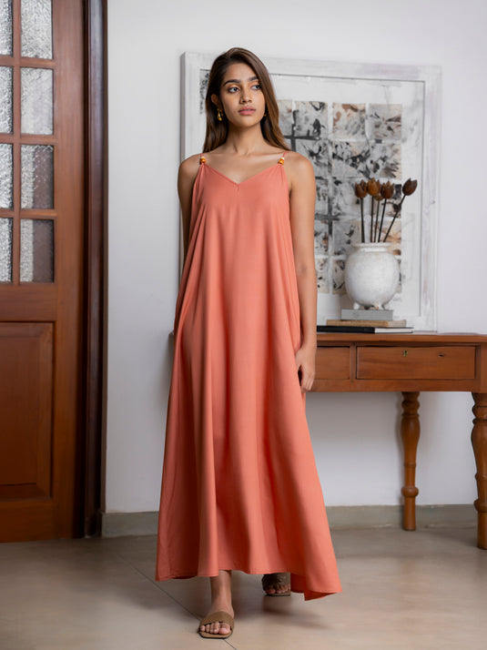 Beaded strappy maxi dress