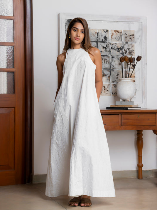 Round neck maxi dress