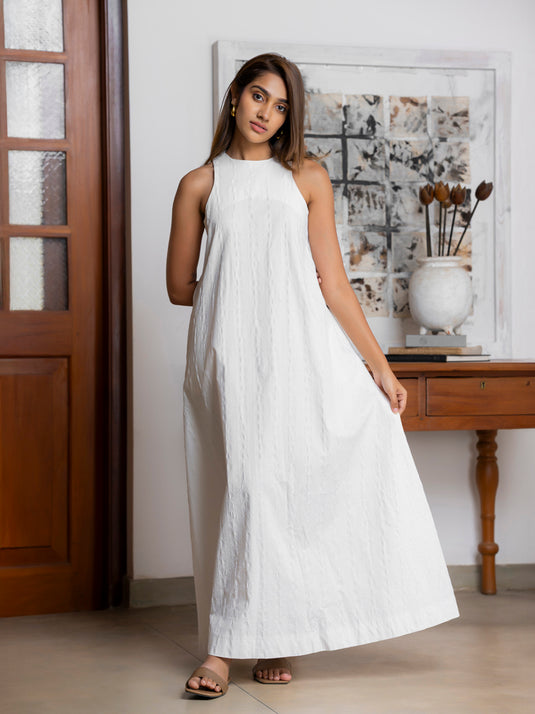 Round neck maxi dress