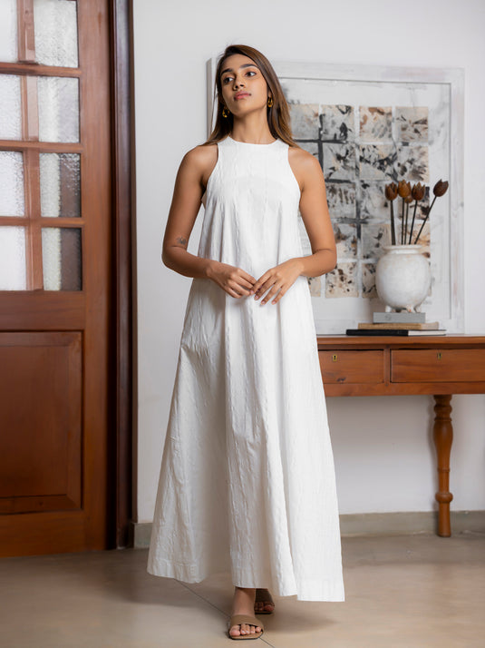 Round neck maxi dress