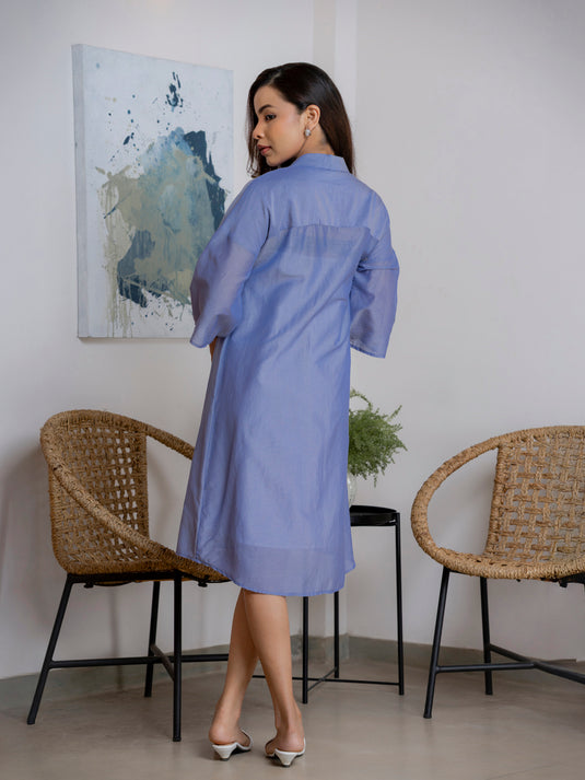 Collar detailed trapeze dress