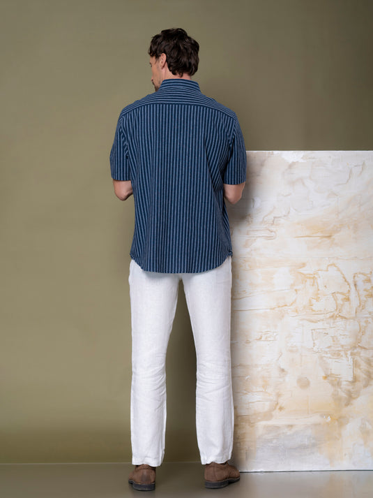 Casual Wear Stripe Short Sleeve Shirt