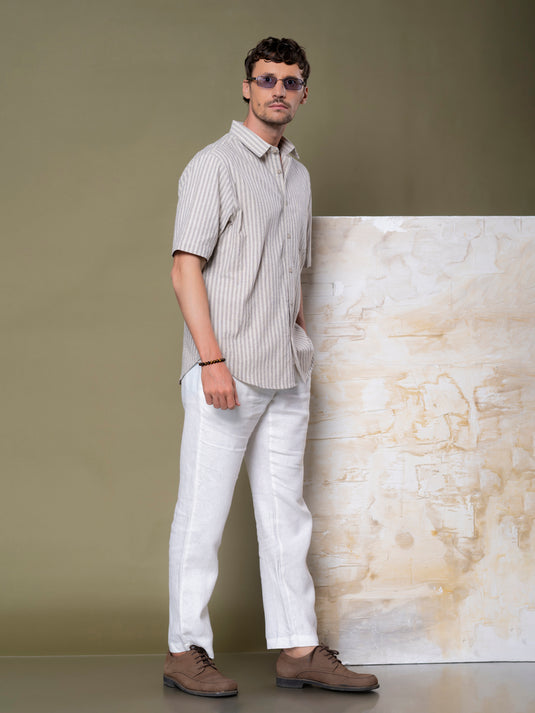 Casual Wear Stripe Short Sleeve Shirt