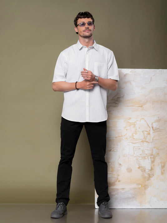 Casual Wear Stripe Short Sleeve Shirt