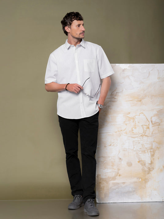 Casual Wear Stripe Short Sleeve Shirt