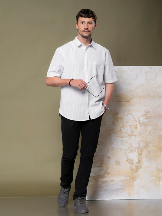 Casual Wear Stripe Short Sleeve Shirt