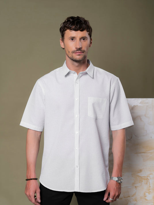 Casual Wear Stripe Short Sleeve Shirt