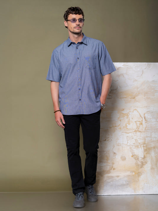 Casual Wear Stripe Short Sleeve Shirt