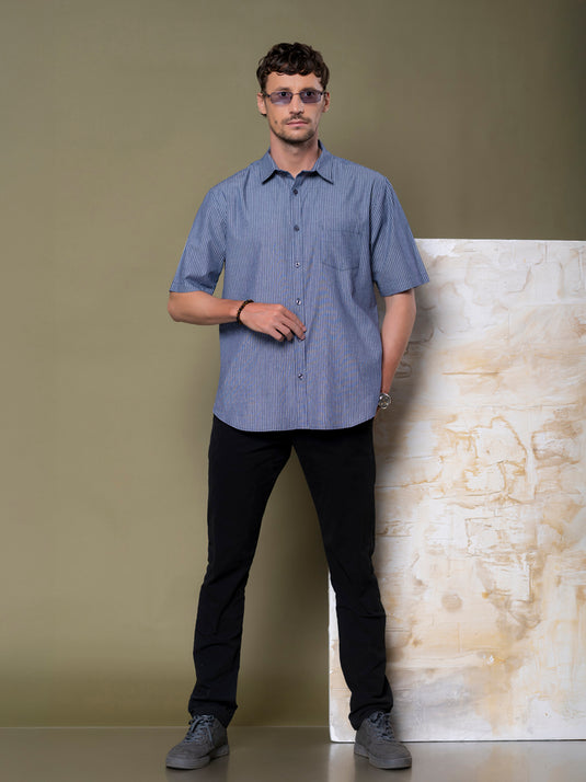 Casual Wear Stripe Short Sleeve Shirt