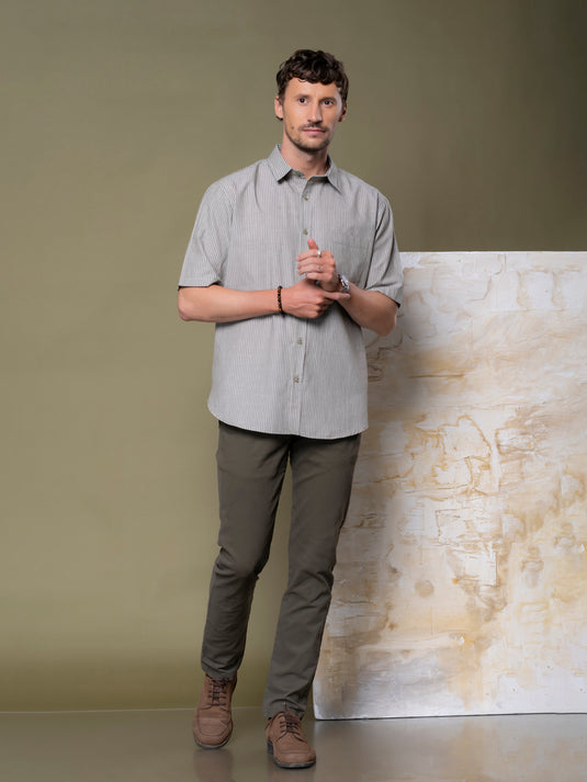 Casual Wear Stripe Short Sleeve Shirt