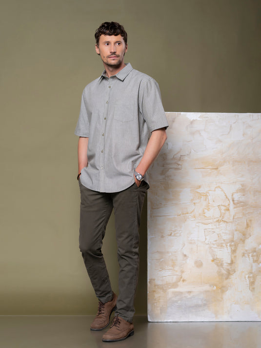 Casual Wear Stripe Short Sleeve Shirt