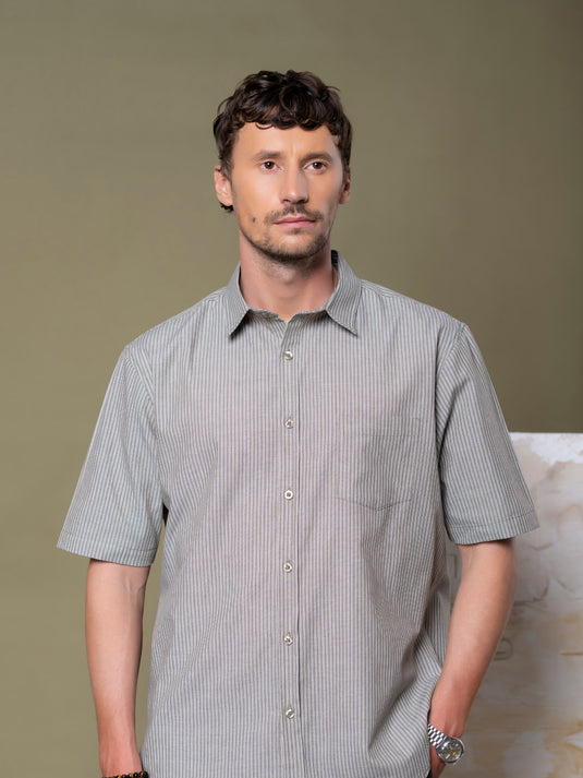 Casual Wear Stripe Short Sleeve Shirt