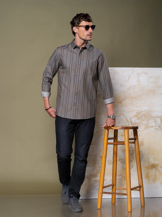 Casual Wear Stripe Long Sleeve Shirt