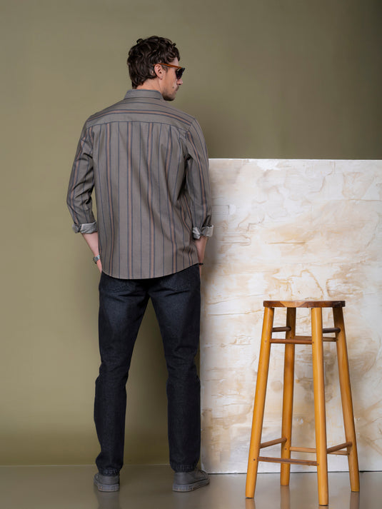 Casual Wear Stripe Long Sleeve Shirt