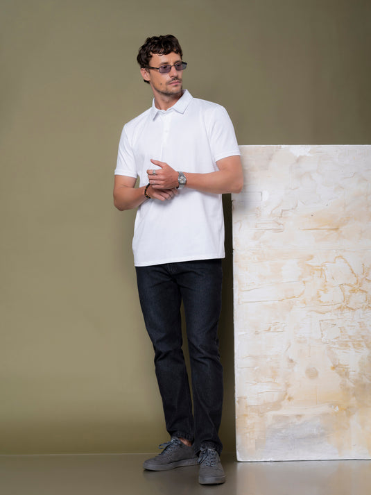 Casual Wear Self Collar Short Sleeve T-Shirt