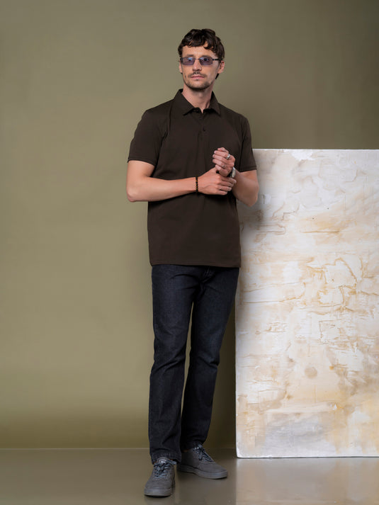 Casual Wear Self Collar Short Sleeve T-Shirt