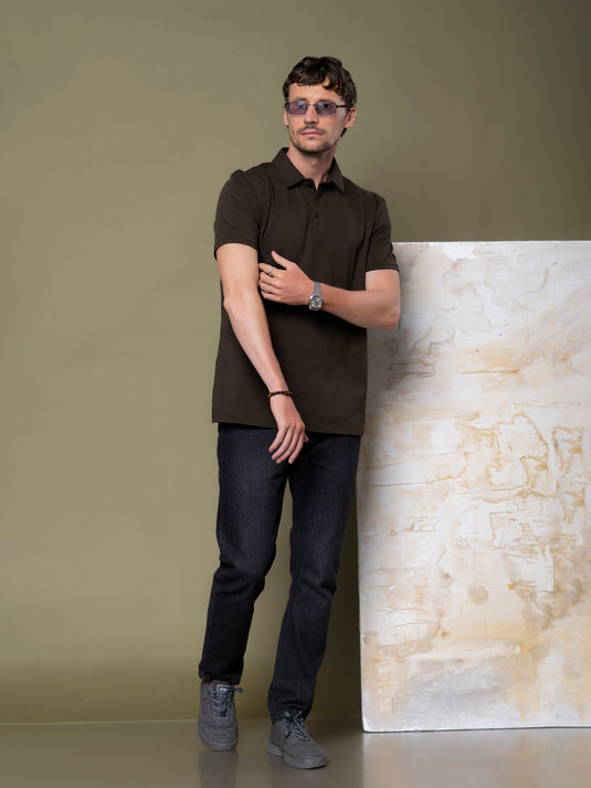 Casual Wear Self Collar Short Sleeve T-Shirt