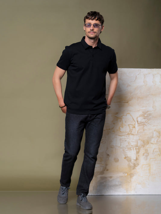 Casual Wear Self Collar Short Sleeve T-Shirt