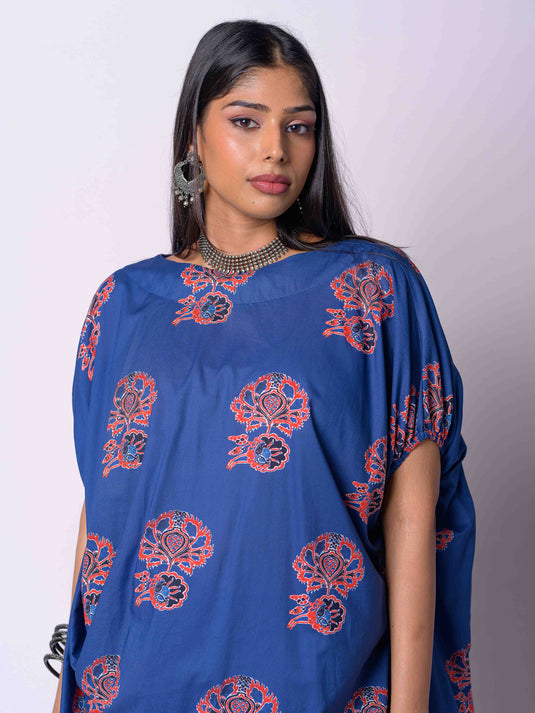 Printed Long Length Blouse With Drape