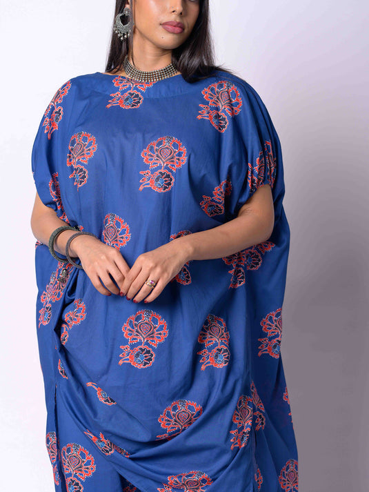 Printed Long Length Blouse With Drape