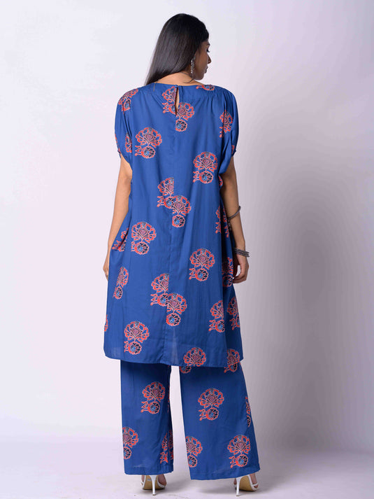 Printed Long Length Blouse With Drape