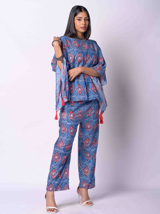 Printed Kaftan With Tassels