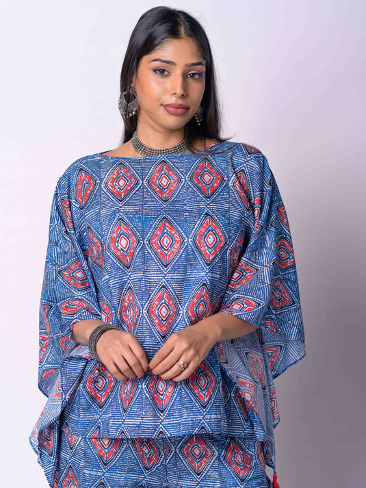 Printed Kaftan With Tassels